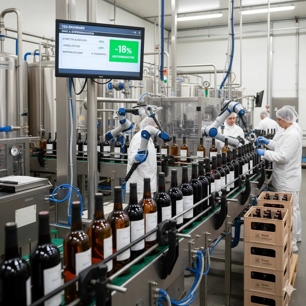 Getränkeabfüllanlage mit optimierten Haftetiketten