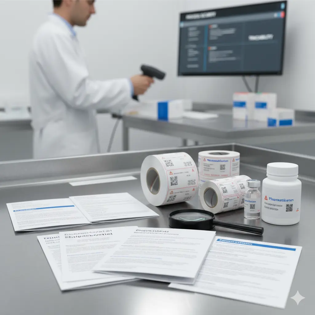 Pharmaverpackungen mit Etiketten und Beipackzetteln