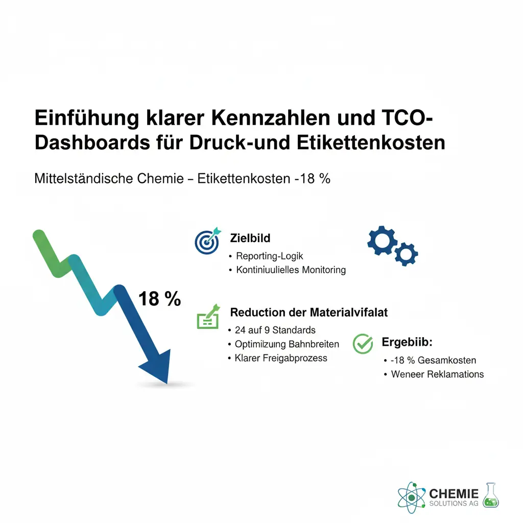 Chemieproduktion mit Etiketten auf Gebinden im Lager